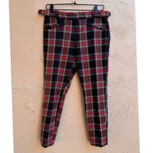 GAP Womens Red Tartan Plaid Pants Slim Tapered Preppy Academia Tailored Career